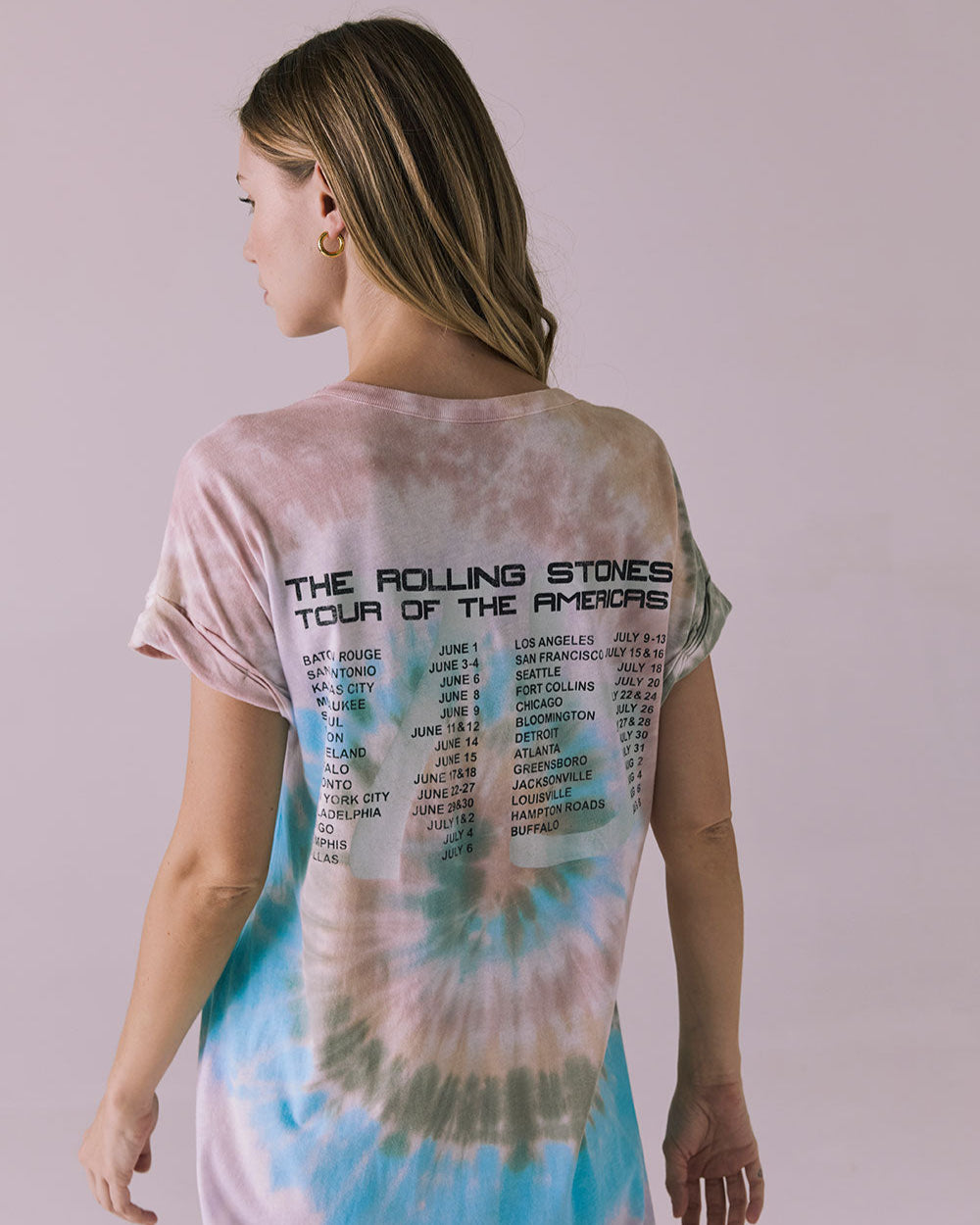 THE ROLLING STONES - TOUR OF AMERICA TIE DYE T-SHIRT DRESS