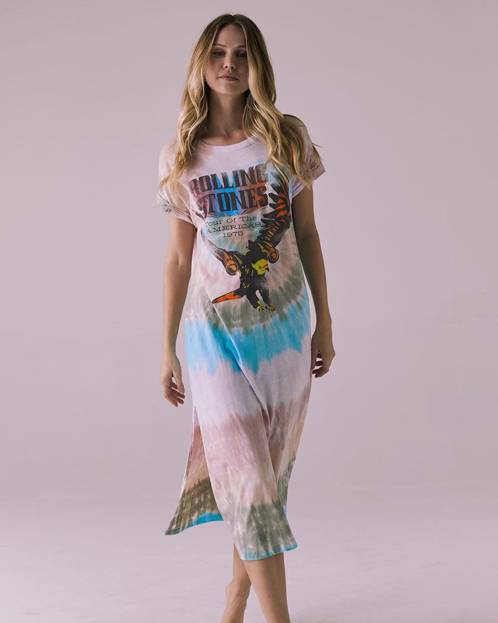 THE ROLLING STONES - TOUR OF AMERICA TIE DYE T-SHIRT DRESS