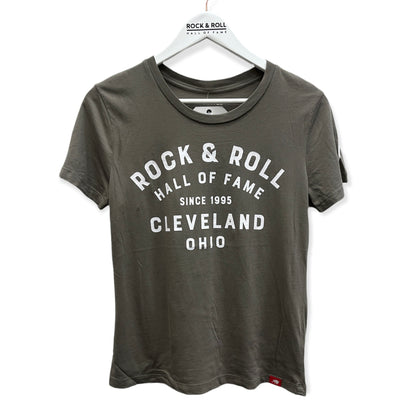 ROCK HALL CLEVELAND MOTO FONT FITTED T-SHIRT
