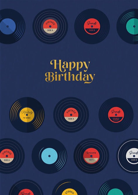 TOSSED RECORD BIRTHDAY CARD