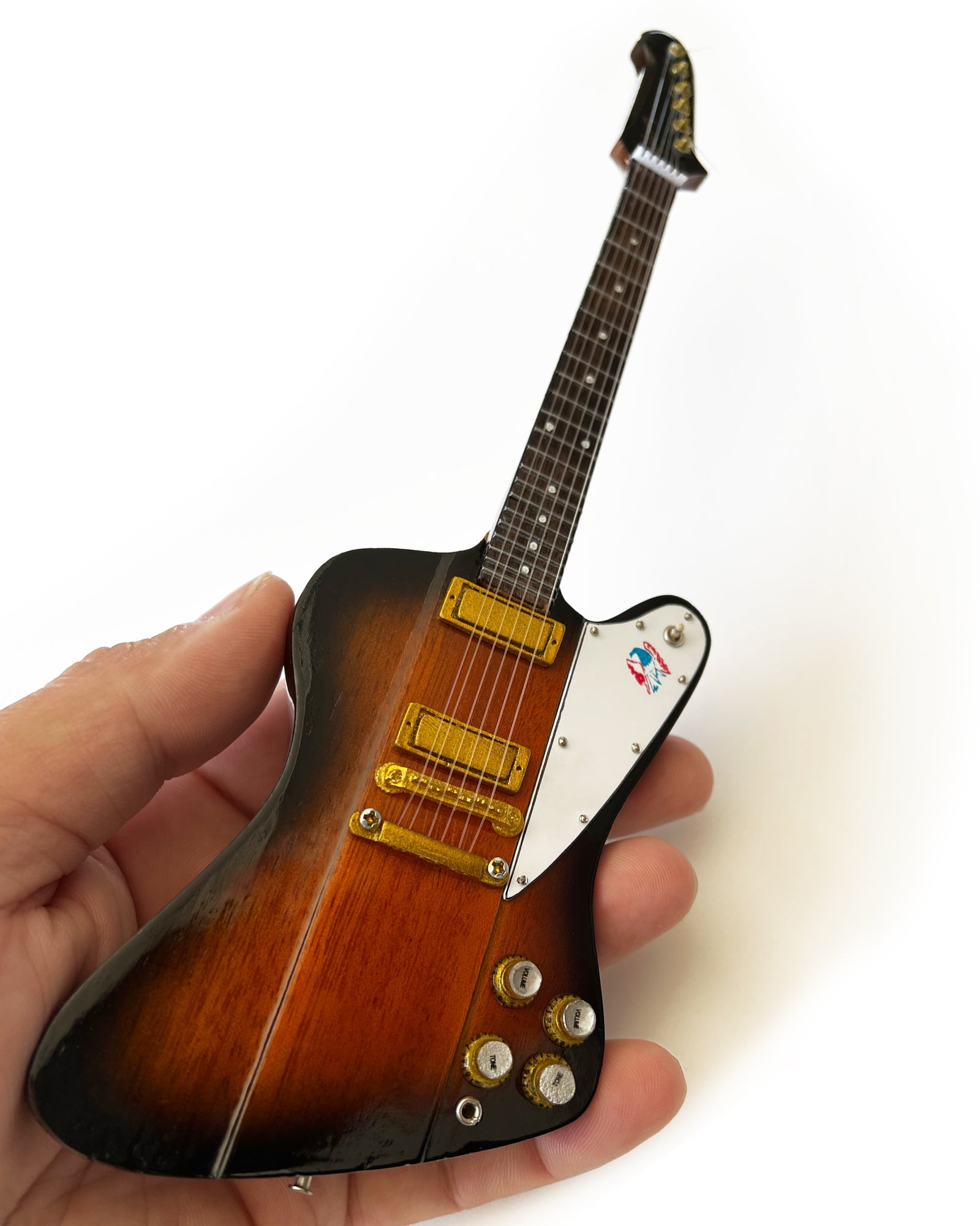 TOM PETTY - MINI GUITARRA GIBSON FIREBIRD V SUNBURST FIRMA ROJA Y AZUL