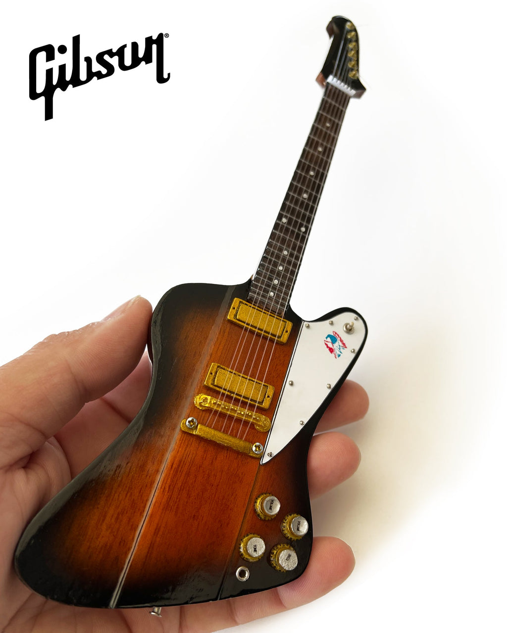 TOM PETTY - MINI GUITARRA GIBSON FIREBIRD V SUNBURST FIRMA ROJA Y AZUL