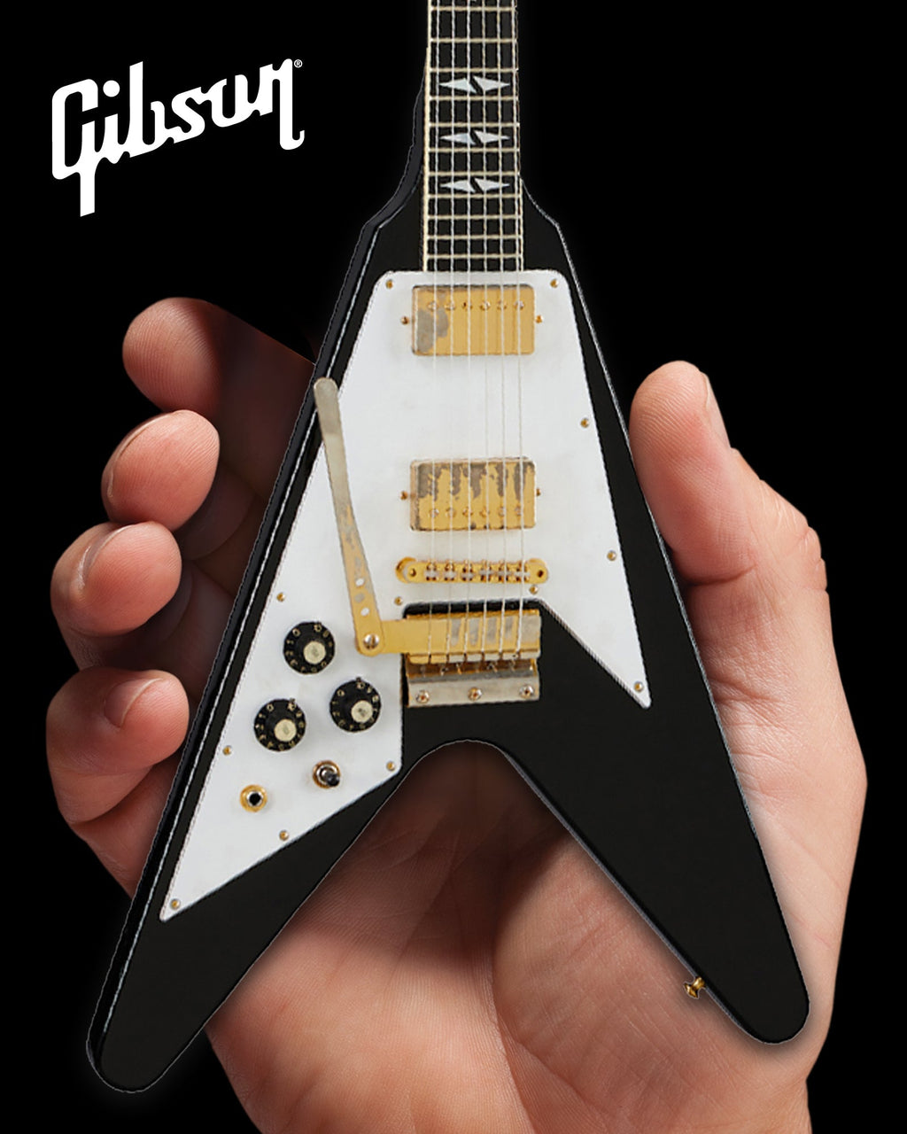 JIMI HENDRIX™ - GIBSON 1969 FLYING V LEFT-HANDED EBONY FINISH - MINI GUITAR