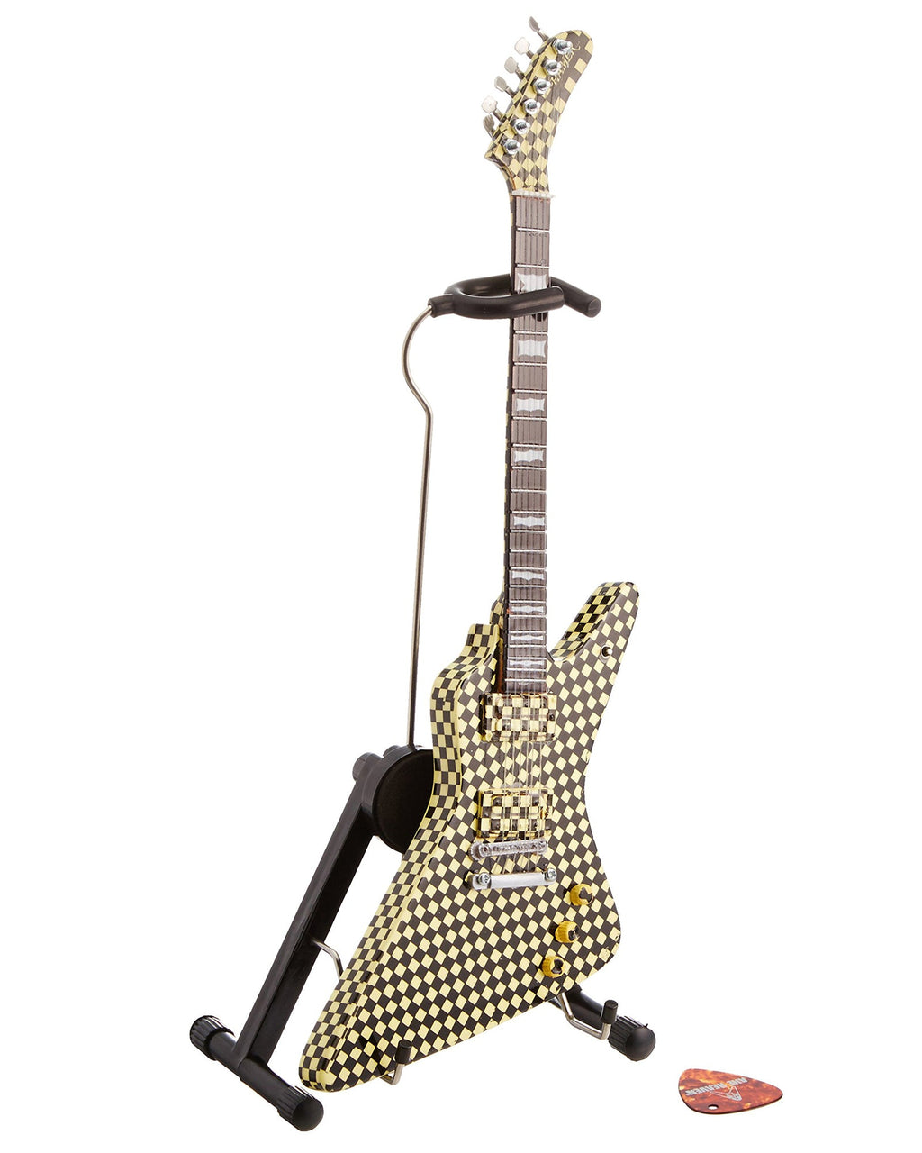 Réplica de la mini guitarra coleccionable Checkered EXP de RICK NIELSEN™ con licencia oficial