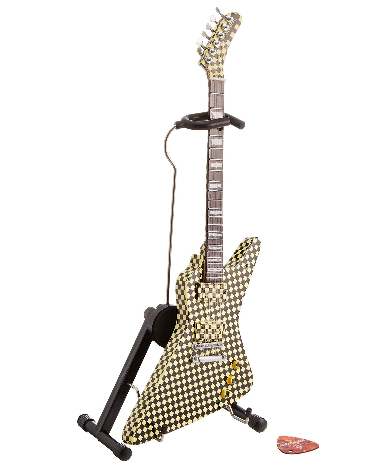 Réplica de la mini guitarra coleccionable Checkered EXP de RICK NIELSEN™ con licencia oficial