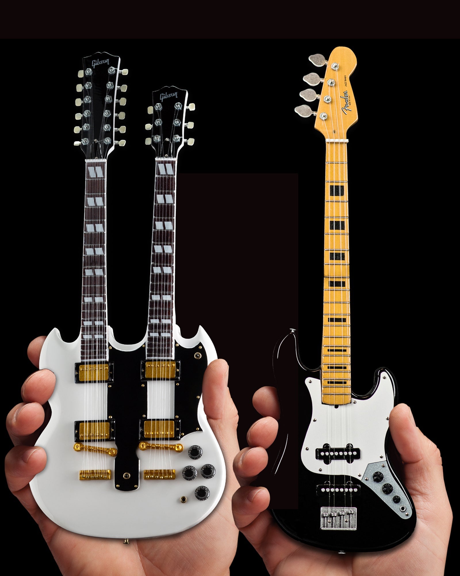 Juego de 2 guitarras miniatura Gibson EDS-1275 Doubleneck y Jazz Bass™