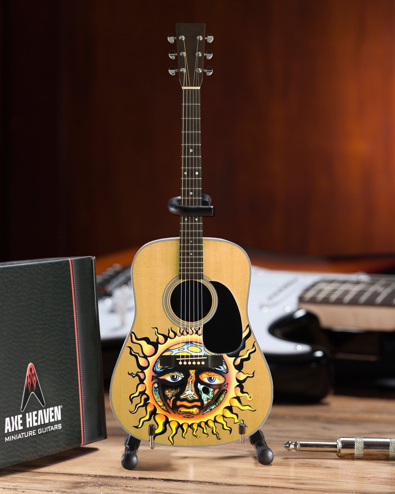 SUBLIME - LICENSED LARGE SUN LOGO NATURAL FINISH ACOUSTIC MINI GUITAR
