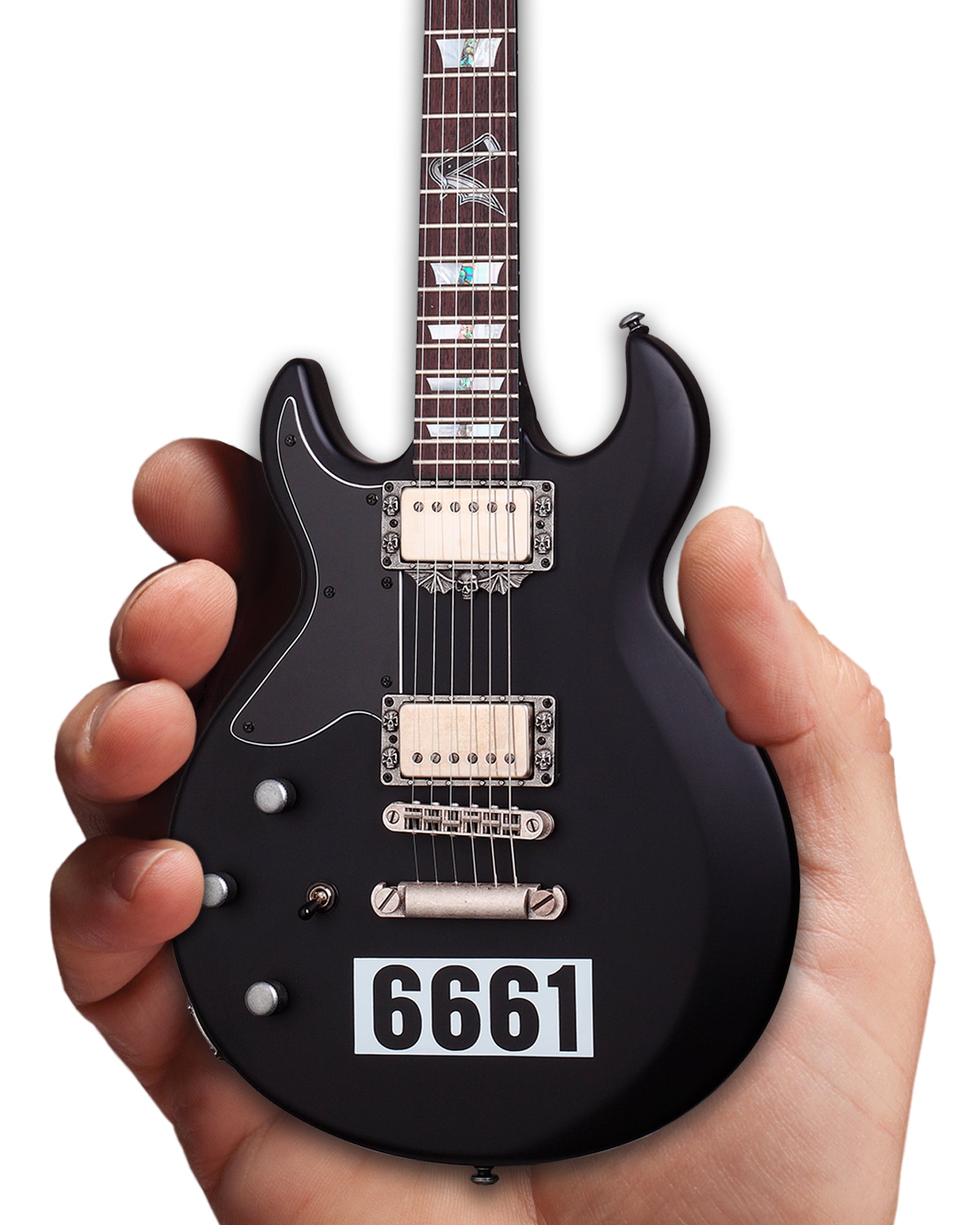 AVENGED SEVENFOLD - ZACKY VENGEANCE SATIN BLACK 6661 SCHECTER MINI GUITAR