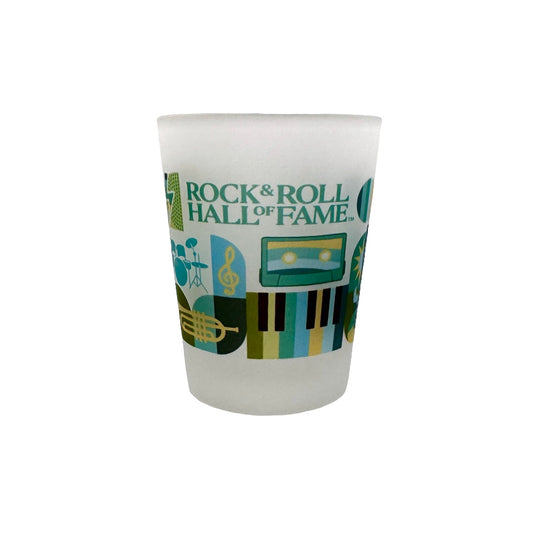 ROCK HALL MUSIC MEDLEY FROSTED SHOT GLASS