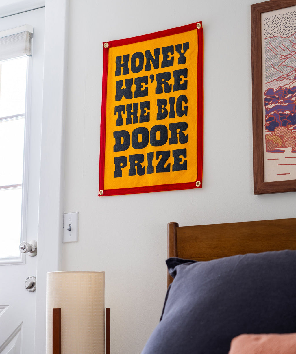 JOHN PRINE x OXFORD PENNANT - WE'RE THE BIG DOOR PRIZE CAMP FLAG