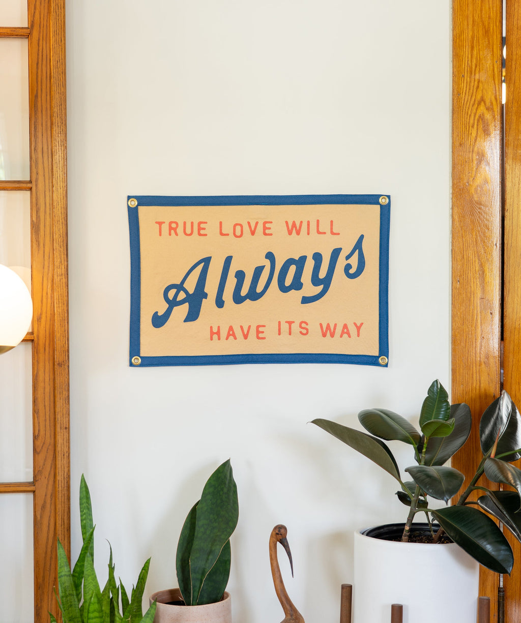 JOHN PRINE x OXFORD PENNANT - TRUE LOVE WILL ALWAYS HAVE ITS WAY CAMP FLAG