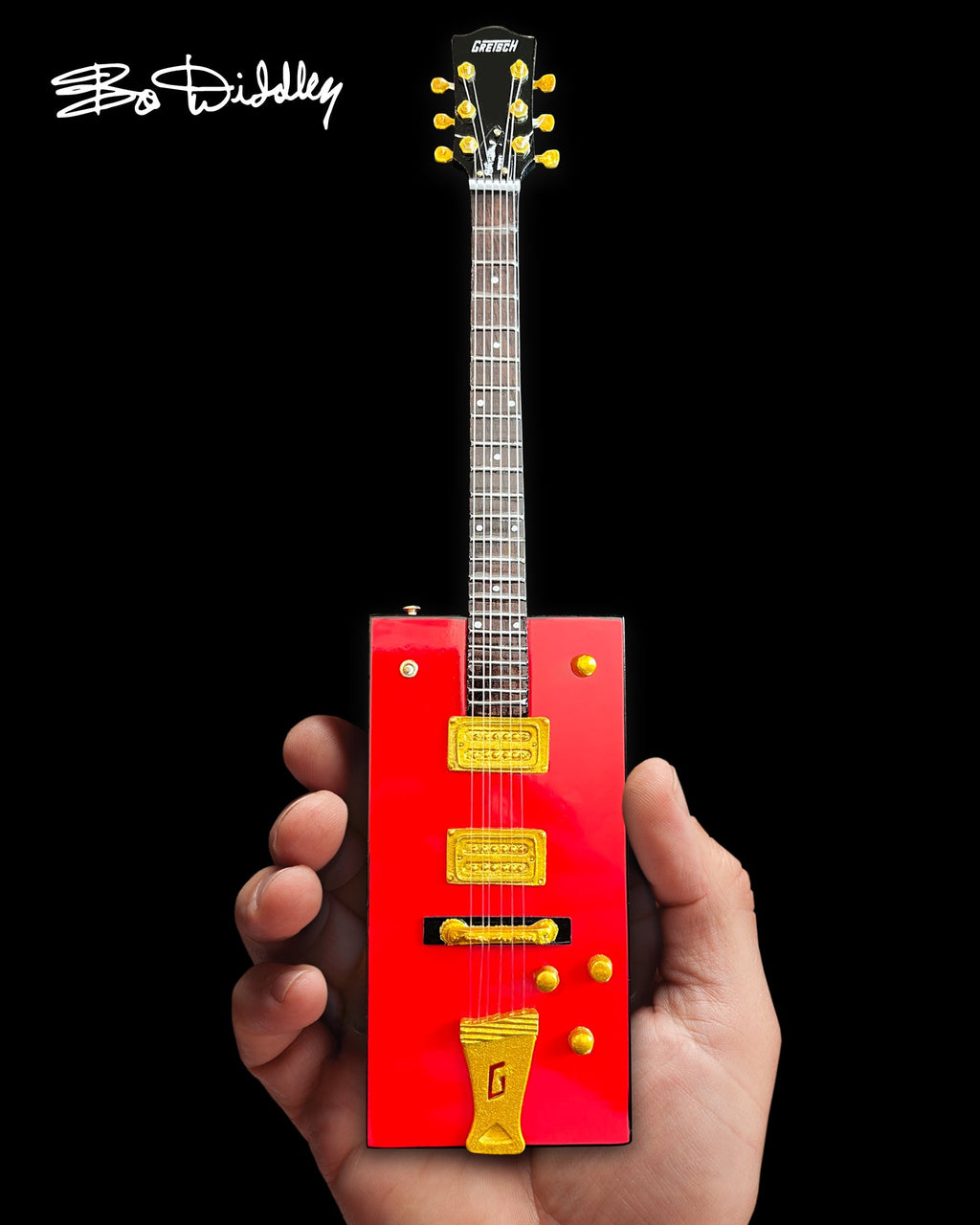 BO DIDDLEY - SIGNATURE FIREBIRD RED GRETSCH G6138 BOX - MINI GUITAR