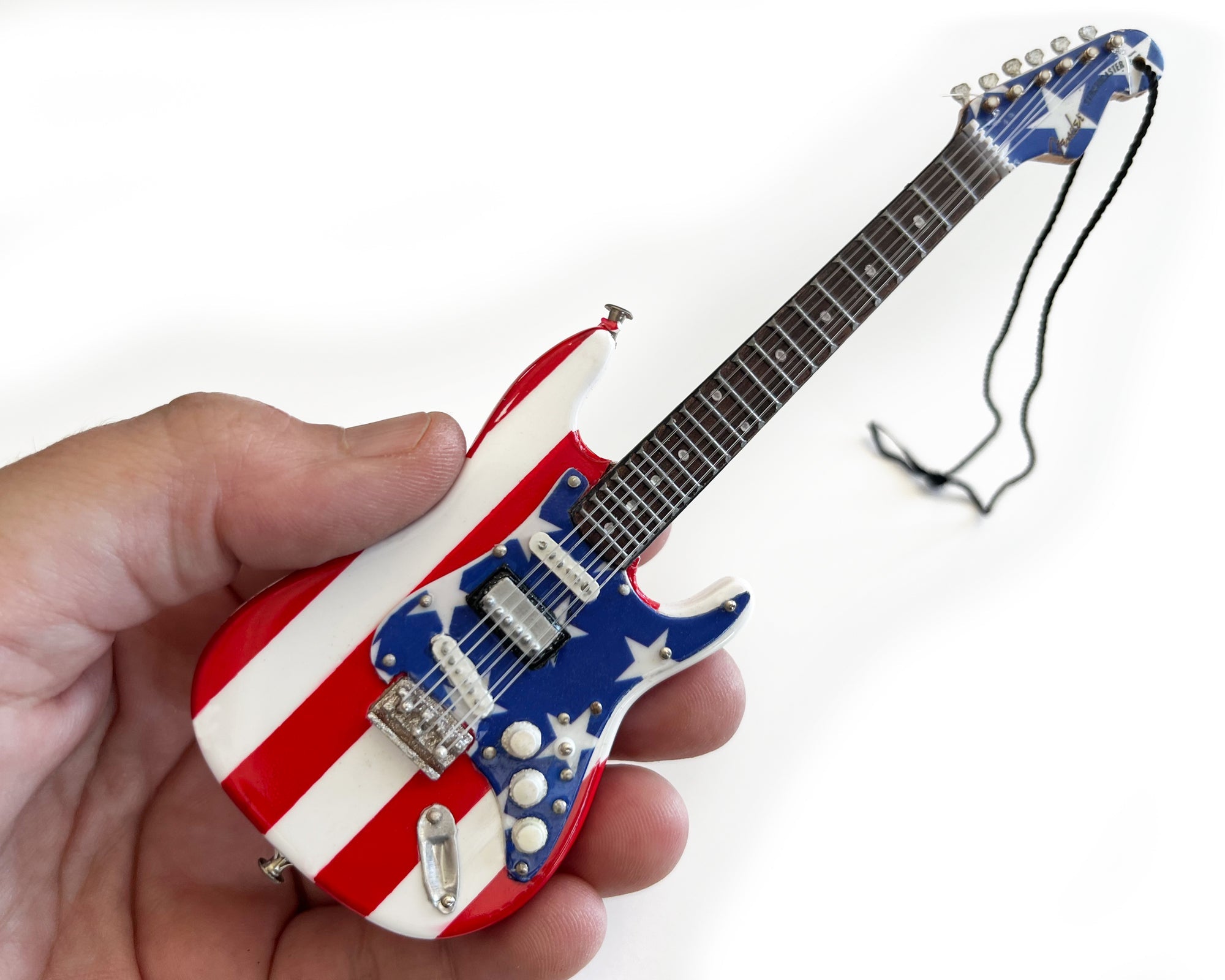 MC5 - WAYNE KRAMER - 6" FENDER® STRATOCASTER® STARS N' STRIPES USA FLAG - MINI GUITAR ORNAMENT