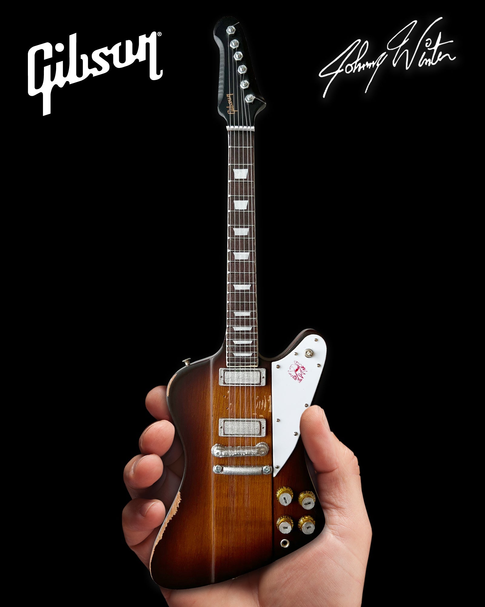 JOHNNY WINTER - 1963 GIBSON FIREBIRD V SUNBURST - MINI GUITAR