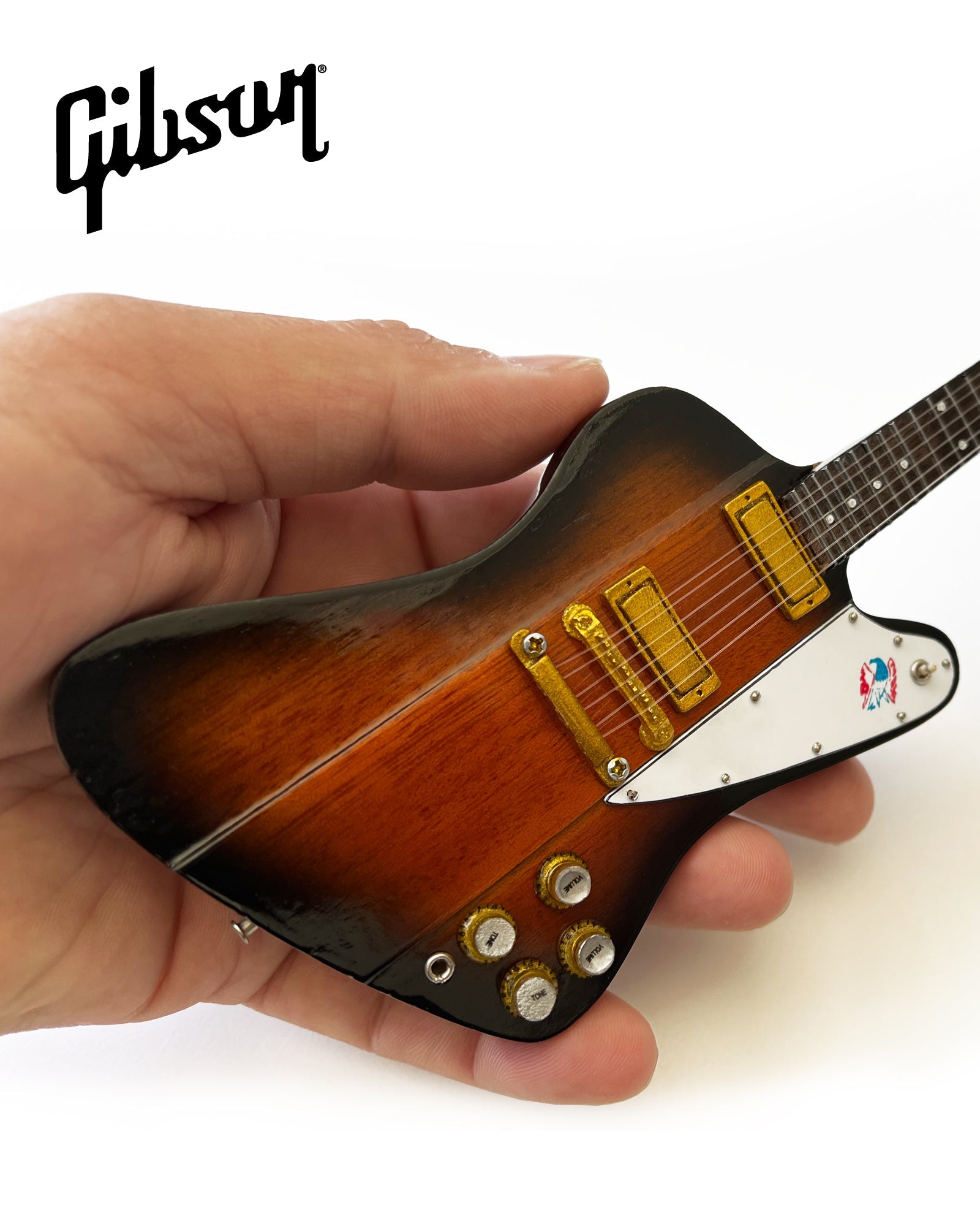 TOM PETTY - MINI GUITARRA GIBSON FIREBIRD V SUNBURST FIRMA ROJA Y AZUL