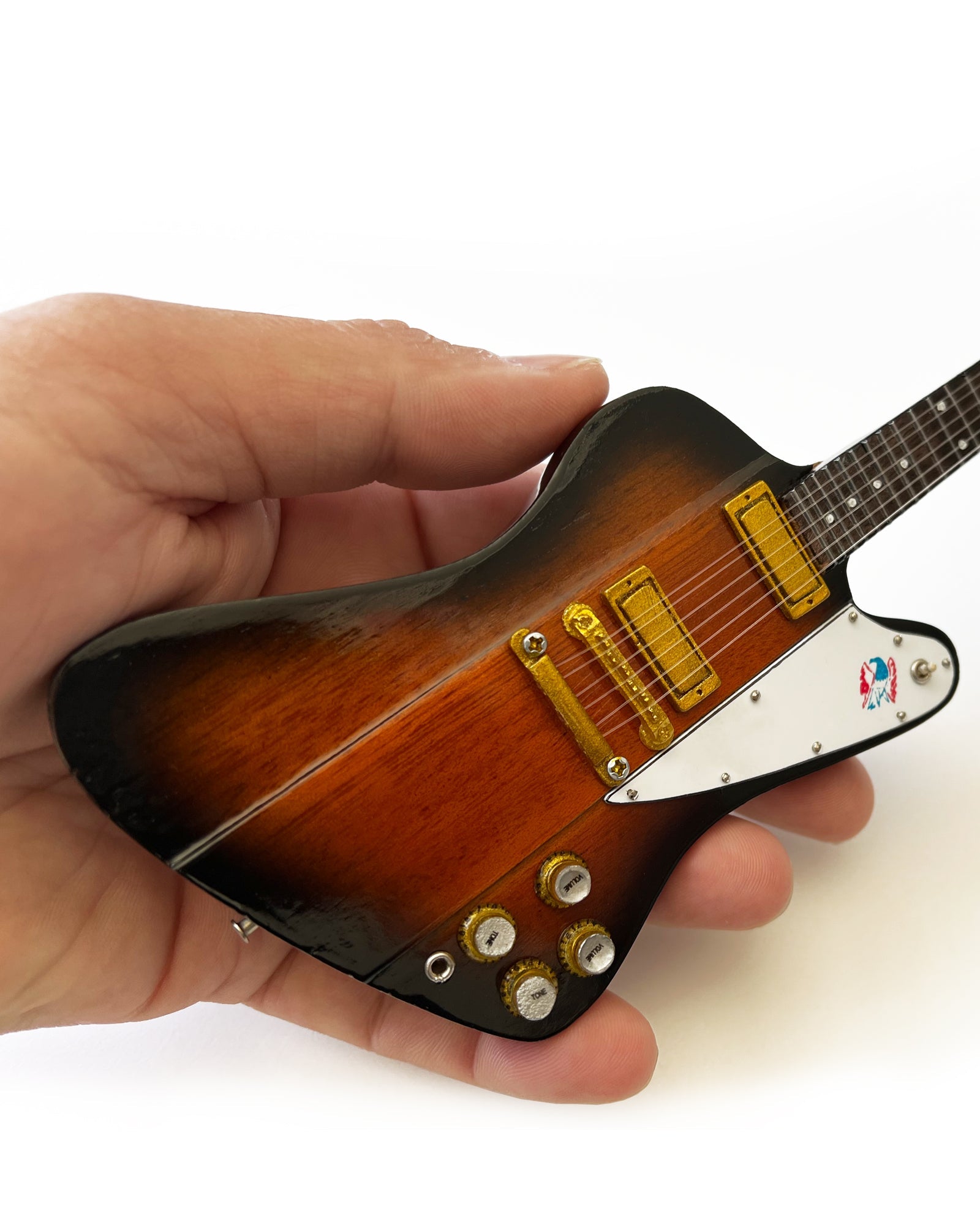 TOM PETTY - MINI GUITARRA GIBSON FIREBIRD V SUNBURST FIRMA ROJA Y AZUL