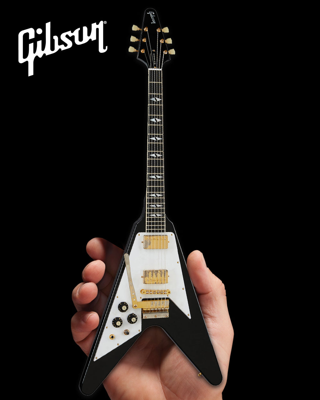 JIMI HENDRIX™ - GIBSON 1969 FLYING V LEFT-HANDED EBONY FINISH - MINI GUITAR
