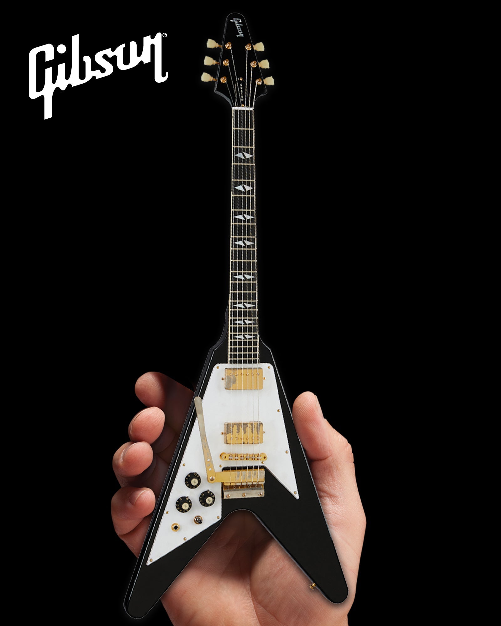 JIMI HENDRIX™ - GIBSON 1969 FLYING V LEFT-HANDED EBONY FINISH - MINI GUITAR