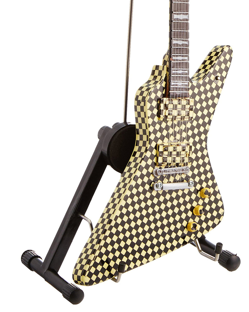 Réplica de la mini guitarra coleccionable Checkered EXP de RICK NIELSEN™ con licencia oficial