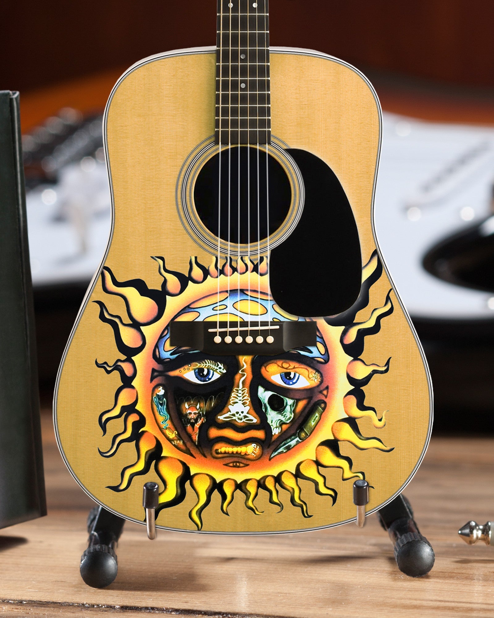 SUBLIME - LICENSED LARGE SUN LOGO NATURAL FINISH ACOUSTIC MINI GUITAR