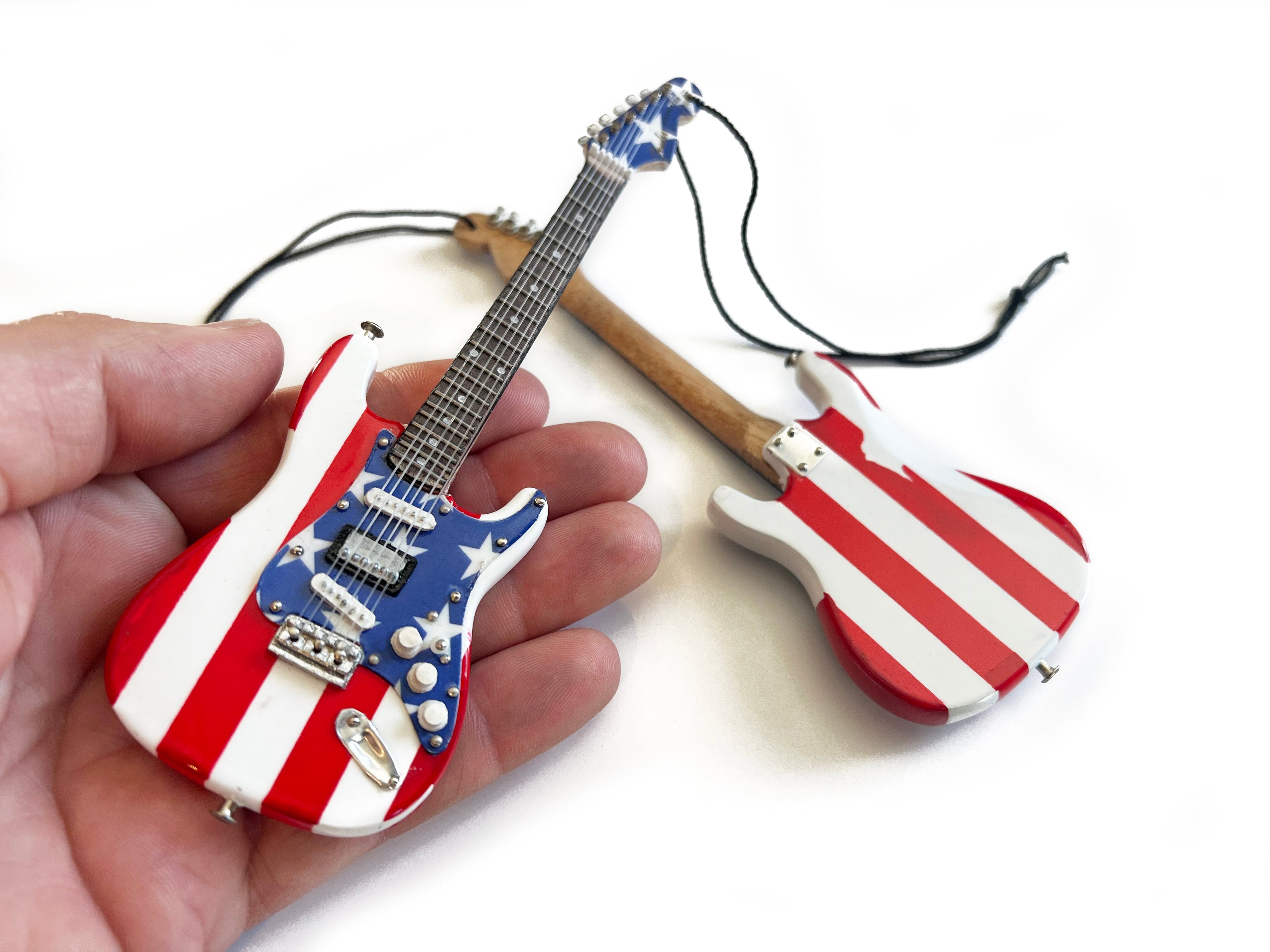 MC5 - WAYNE KRAMER - 6" FENDER® STRATOCASTER® STARS N' STRIPES USA FLAG - MINI GUITAR ORNAMENT