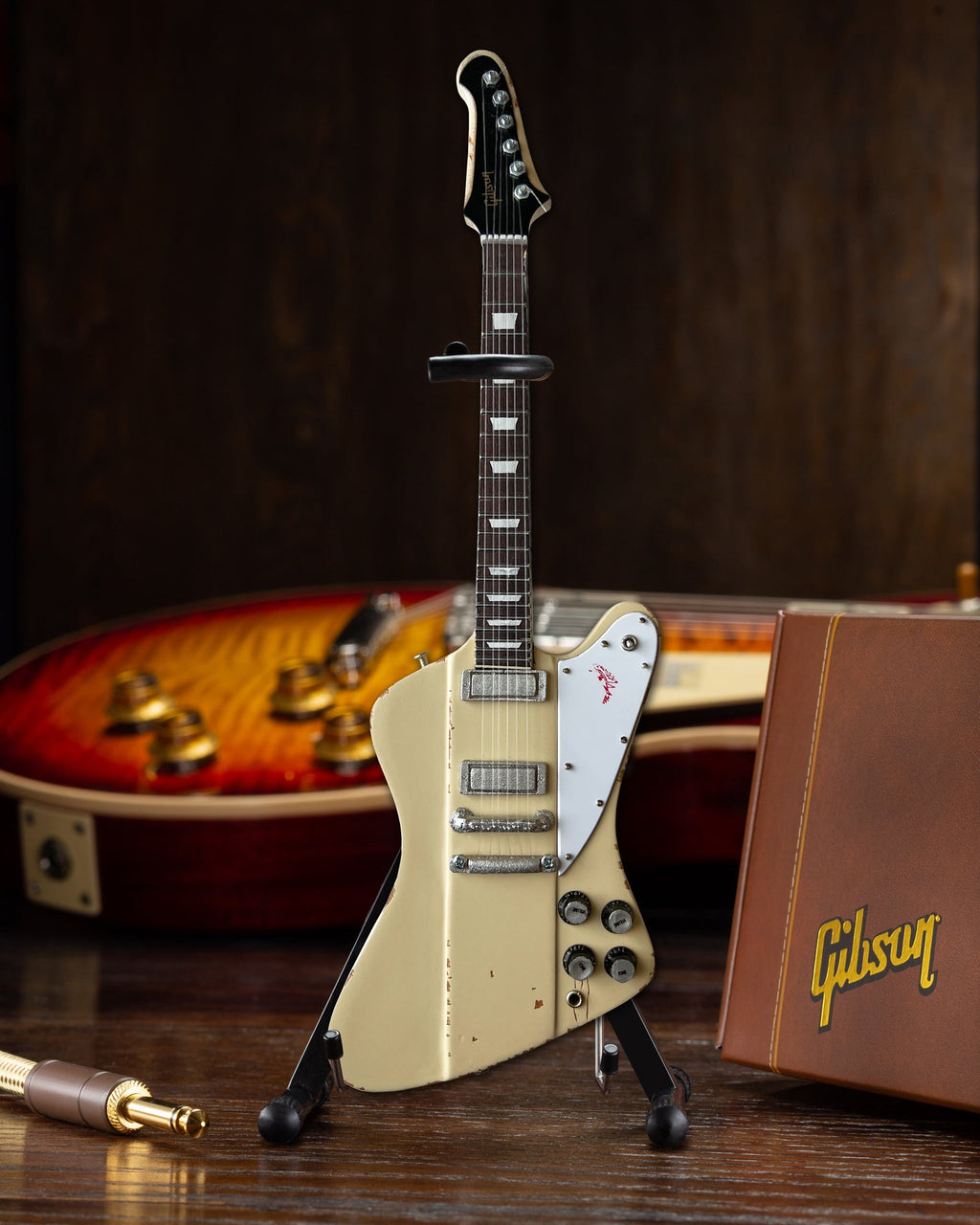 JOHNNY WINTER - 1964 WHITE GIBSON FIREBIRD V POLARIS - MINI GUITAR