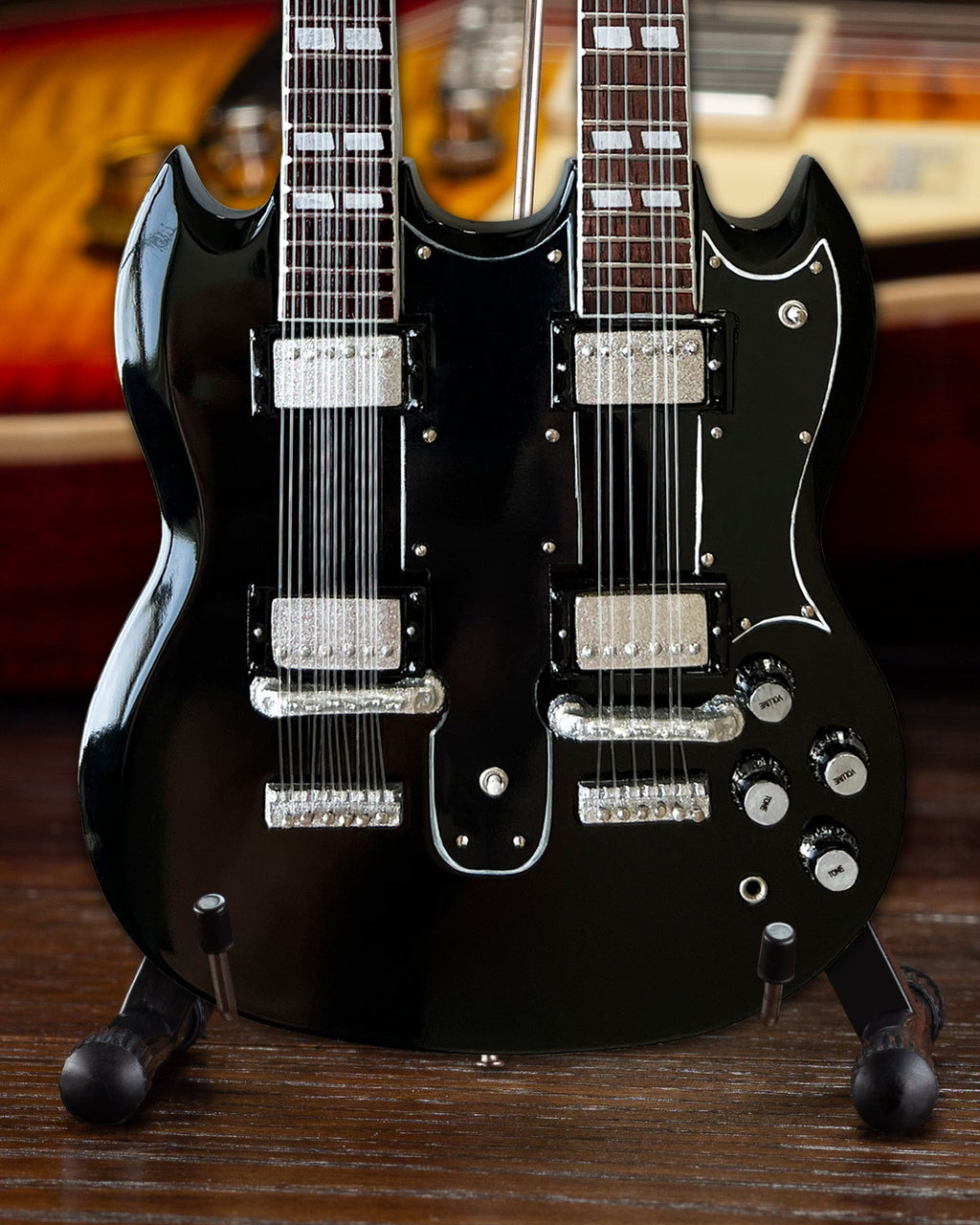 GUNS N' ROSES - SLASH - GIBSON 1966 EDS-1275 DOUBLENECK AGED MINI GUITAR