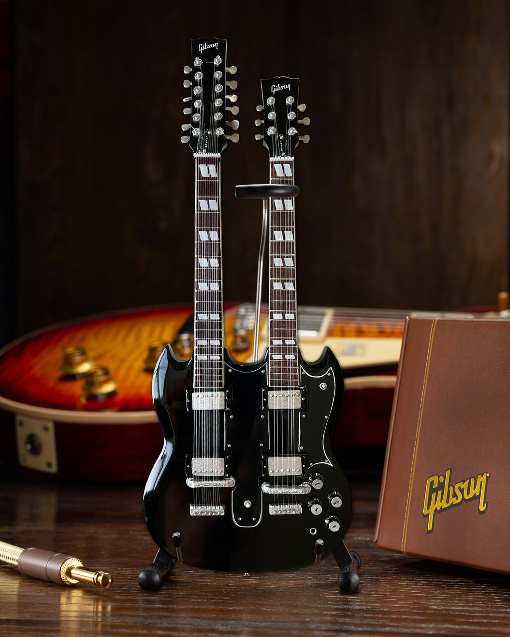 GUNS N' ROSES - SLASH - GIBSON 1966 EDS-1275 DOUBLENECK AGED MINI GUITAR