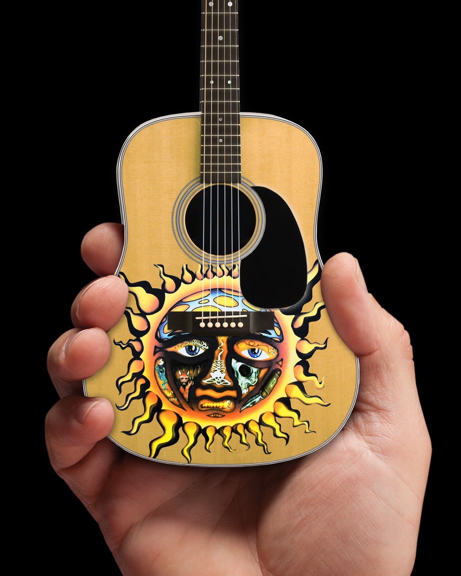 SUBLIME - LICENSED LARGE SUN LOGO NATURAL FINISH ACOUSTIC MINI GUITAR