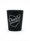 ROCK HALL CLE BUILT ON ROCK AND ROLL BLACK SHOT GLASS