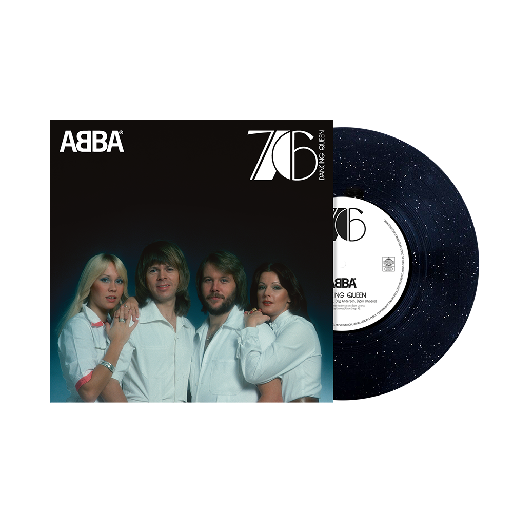 ABBA - DANCING QUEEN - 50TH ANNIVERSARY - SPARKLE ON BLACK COLOR - 10" VINYL SINGLE