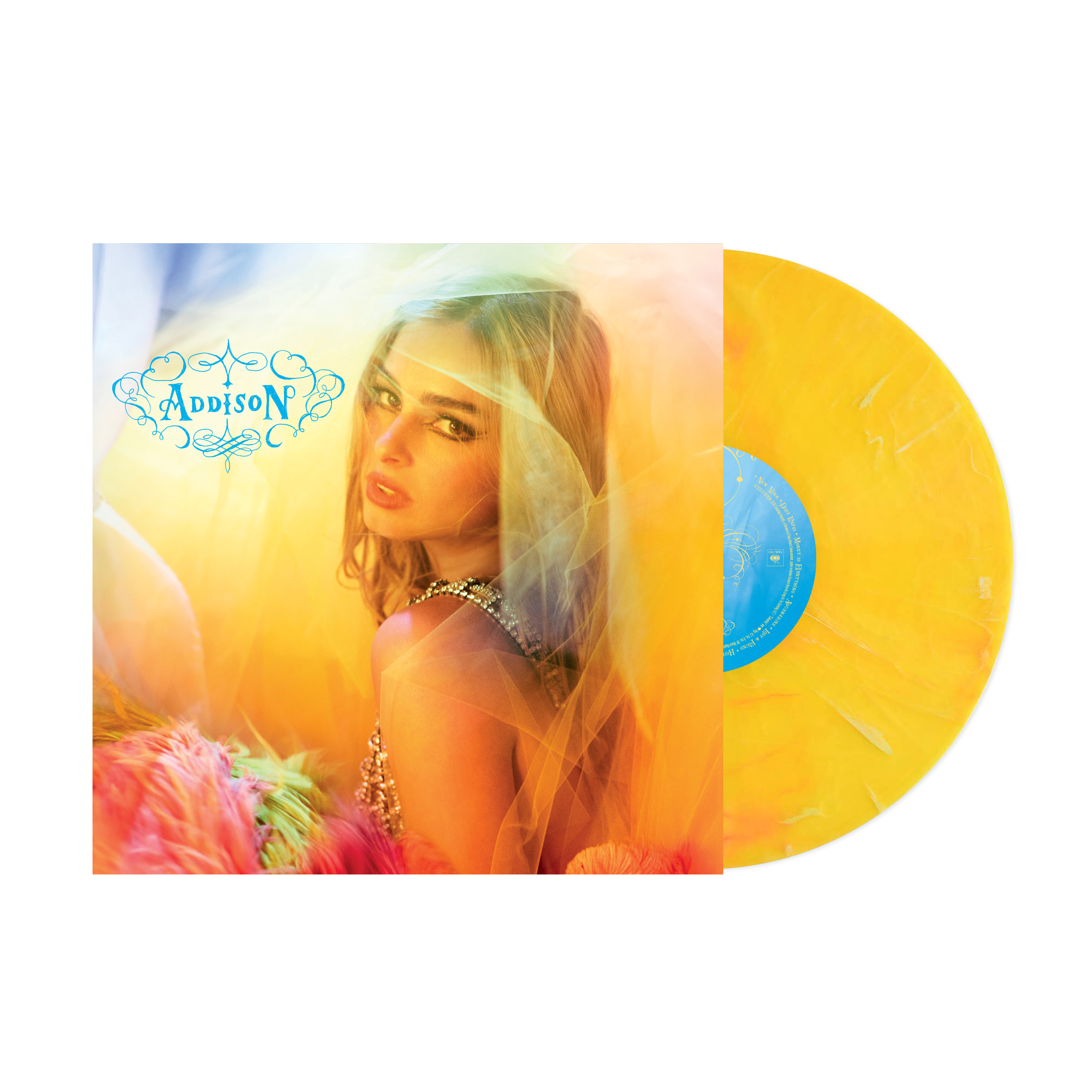 ADDISON RAE - ADDISON - YELLOW MARBLE COLOR - VINYL LP
