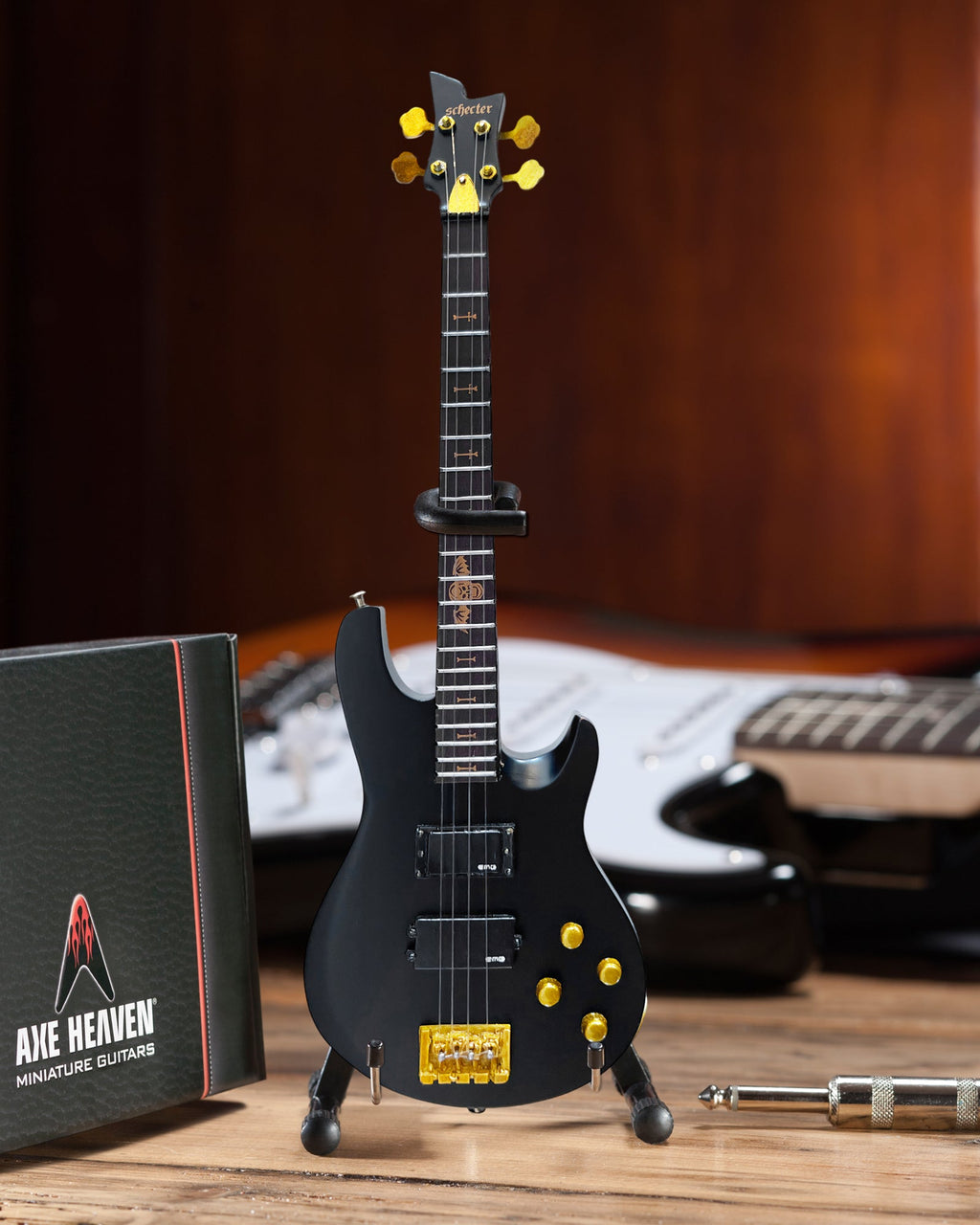 AVENGED SEVENFOLD - JOHNNY CHRIST - SCHECTER SATIN BLACK BASS - MINI GUITAR