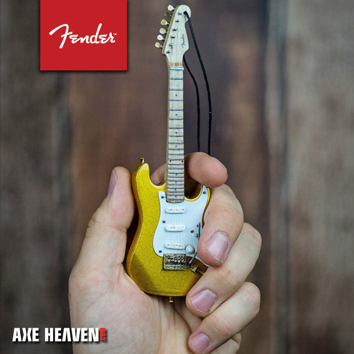 AXE HEAVEN - 6” FENDER GOLD STRATOCASTER MINI GUITAR ORNAMENT 1