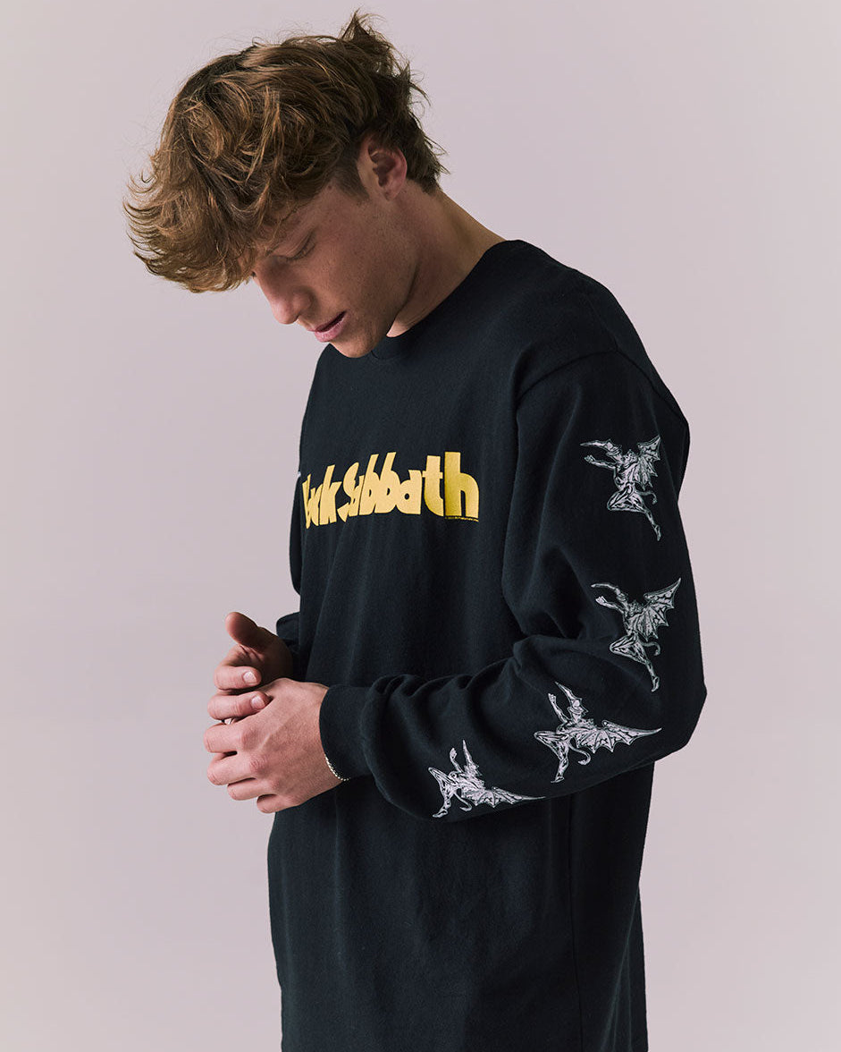 BLACK SABBATH - VINTAGE FLYING ANGELS BLACK LONG SLEEVE SHIRT