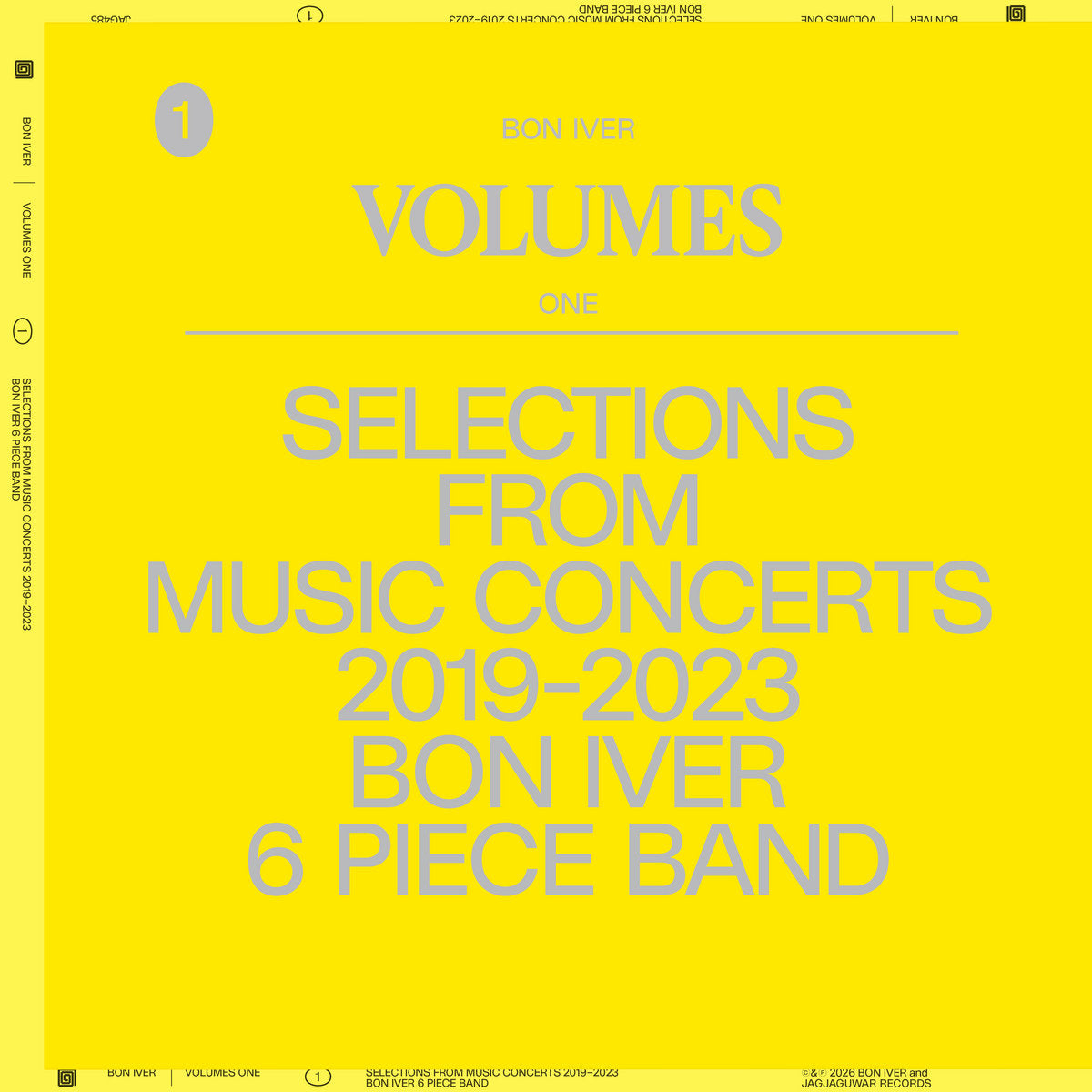 BON IVER - VOLUMES ONE: SELECTIONS FROM MUSIC CONCERTS 2019-2023, 6 PIECE BAND - VINYL LP
