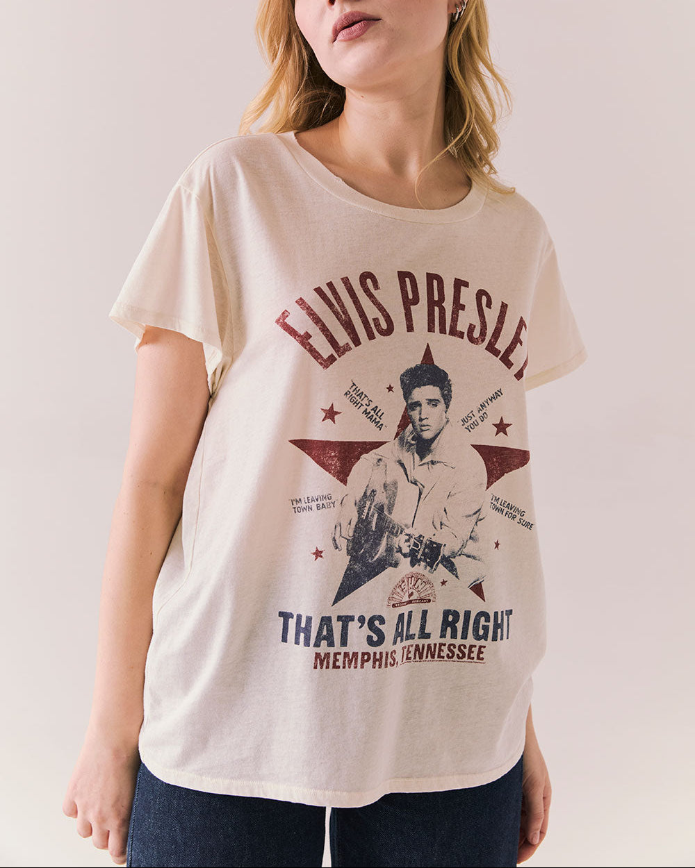 ELVIS. x SUN RECORDS - THAT'S ALL RIGHT VINTAGE WHITE CROPPED TEE