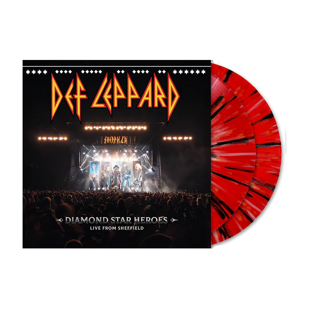 DEF LEPPARD - DIAMOND STAR HEROES: LIVE FROM SHEFFIELD - RED WITH BLACK & WHITE SPLATTER COLOR - 2-LP - VINYL LP