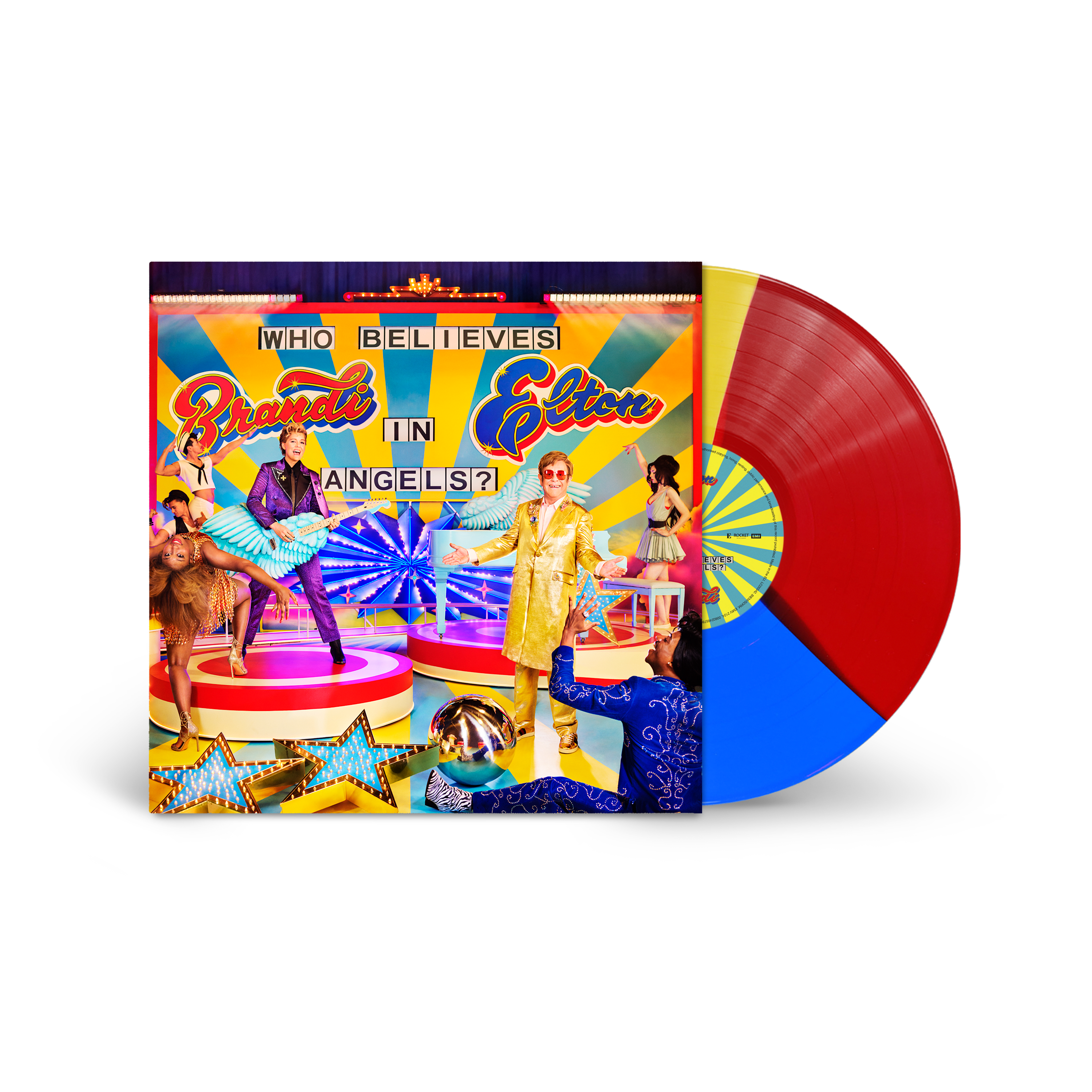 ELTON JOHN & BRANDI CARLILE - WHO BELIEVES IN ANGELS? - BLUE/RED/YELLOW COLOR - VINYL LP