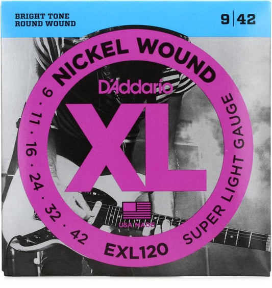 NICKEL WOUND ELECTRIC GUITAR STRINGS - .009 - .042 SUPER LIGHT