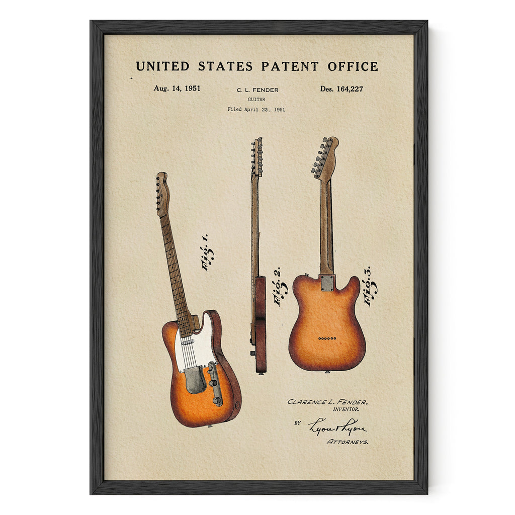 PATENTES ATEMPORALES - IMPRESIÓN DE GUITARRA FENDER TELECASTER