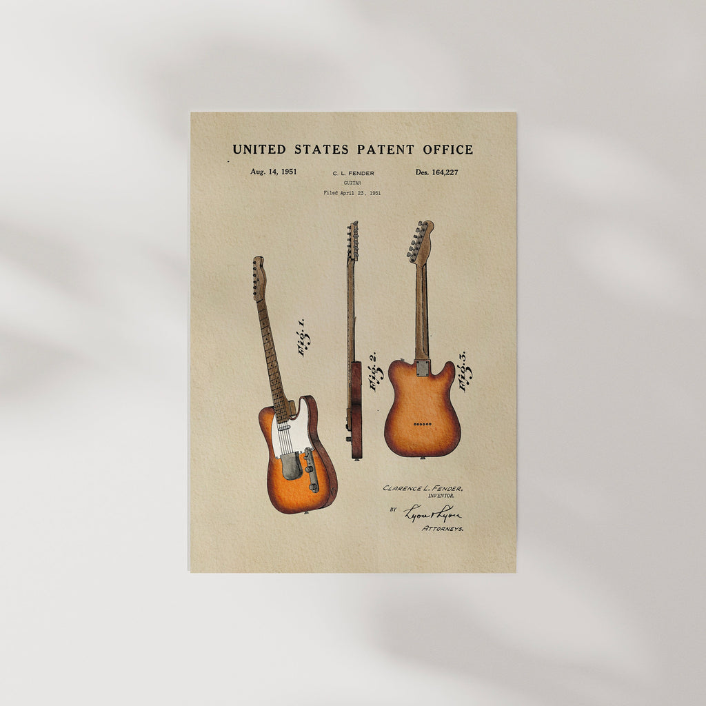 PATENTES ATEMPORALES - IMPRESIÓN DE GUITARRA FENDER TELECASTER