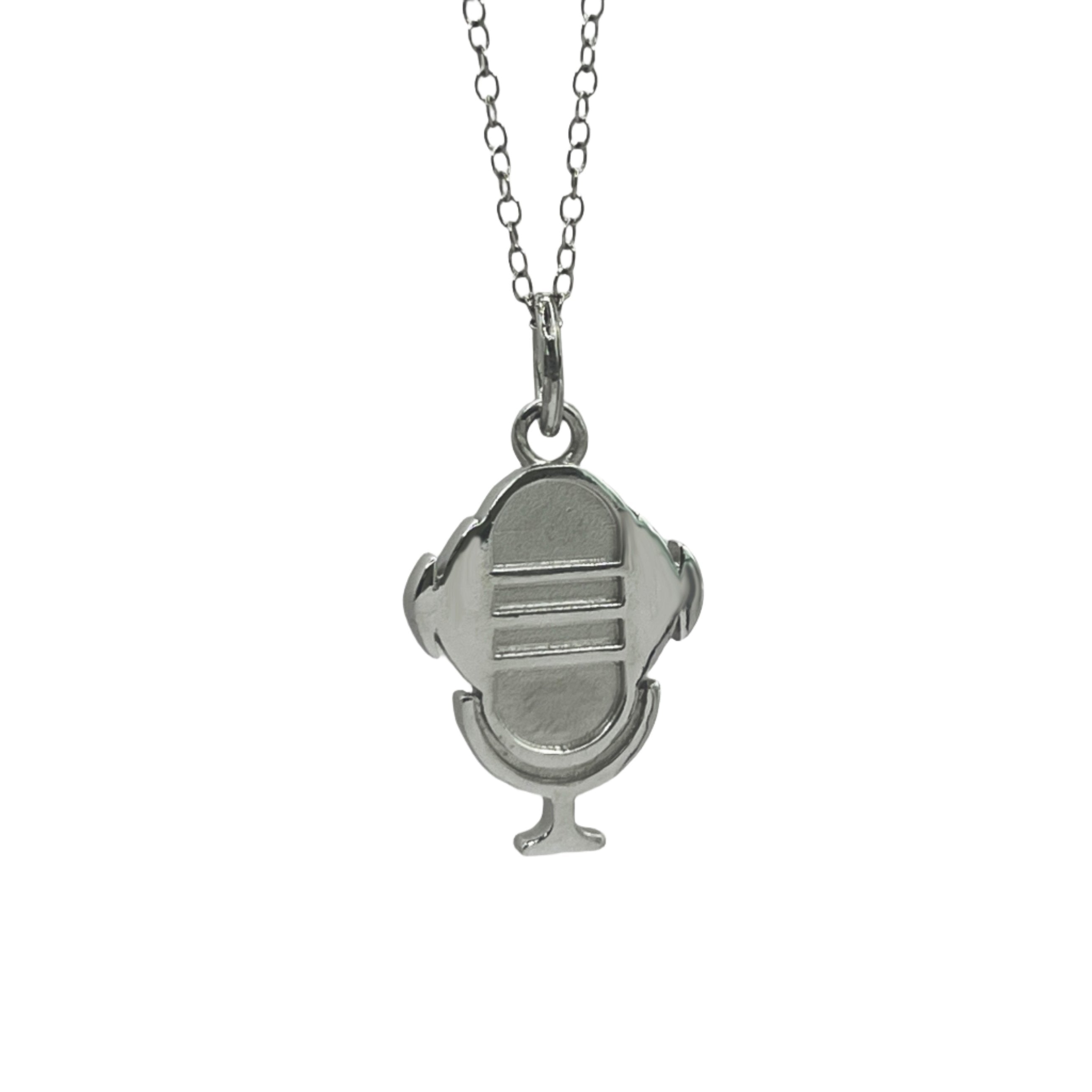 ROCK HALL STERLING SILVER MICROPHONE CHARM NECKLACE