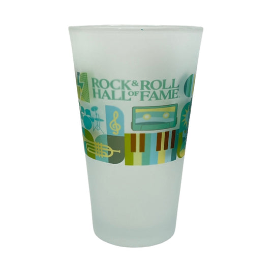 ROCK HALL MUSIC MEDLEY FROSTED PINT GLASS
