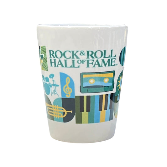 VASO DE CHUPITO BLANCO CON MÚSICA DE ROCK HALL