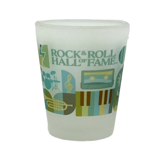 ROCK HALL MUSIC MEDLEY FROSTED SHOT GLASS