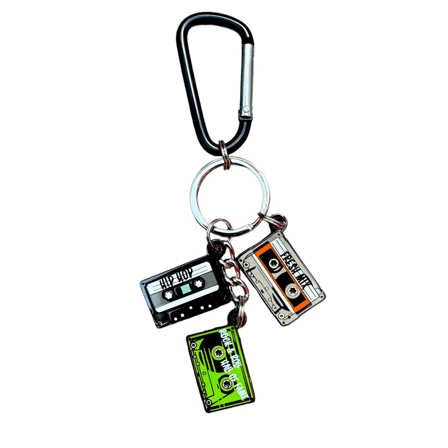 ROCK HALL CASSETTE TRIO CARABINER KEYRING