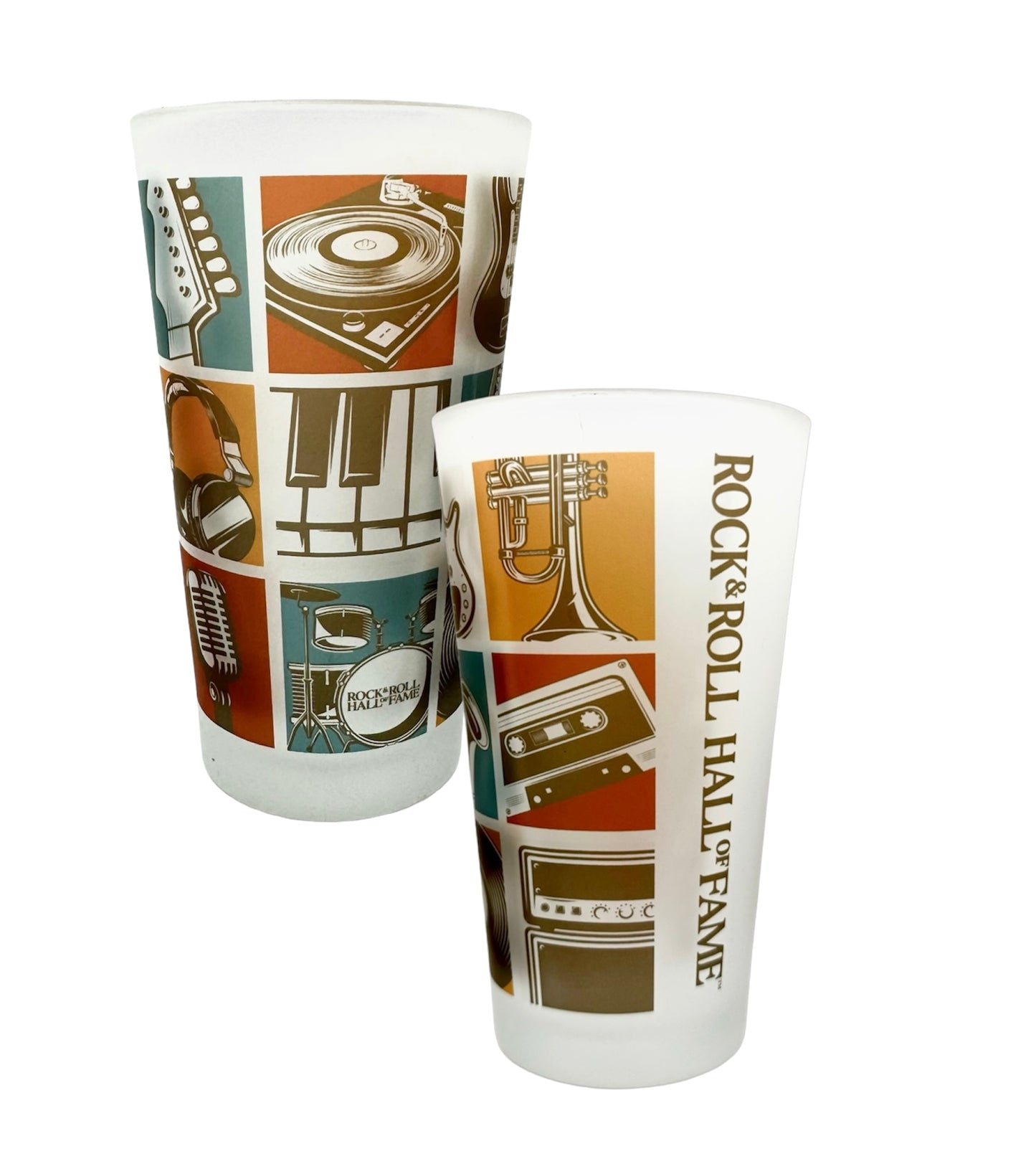 ROCK HALL MUSIC MOSAIC FROSTED PINT GLASS