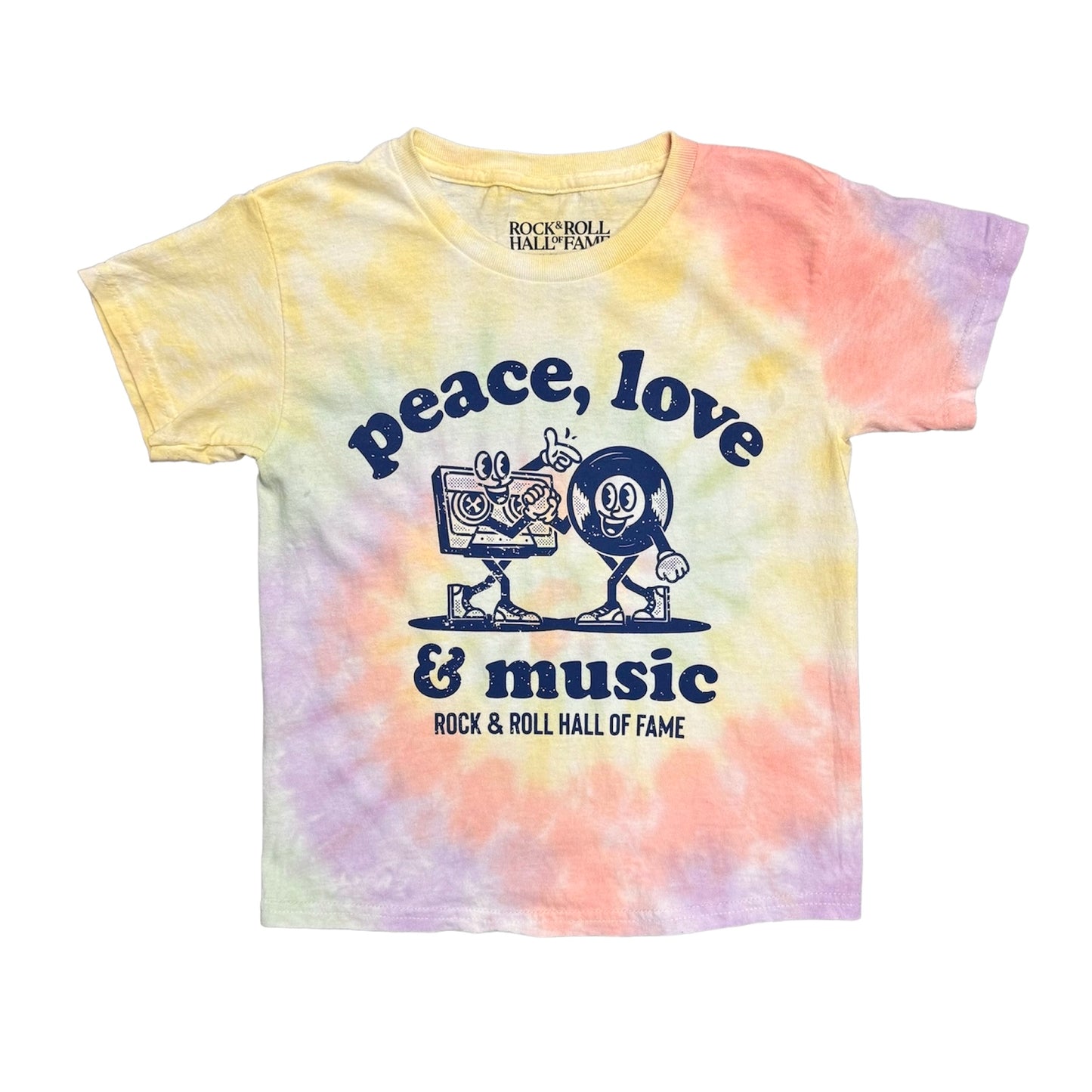 ROCK HALL PEACE LOVE AND MUSIC PALS TIE DYE KIDS T-SHIRT