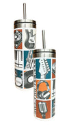 ROCK HALL MUSIC MOSAIC TUMBLER WITH STRAW